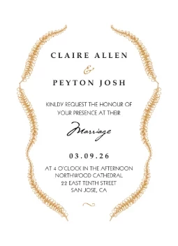 Foil Curvy Leaves Invitation