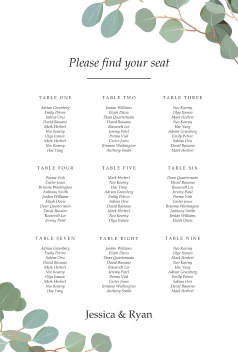 Wedding Greenery Seating Chart