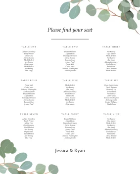 Wedding Greenery Seating Chart