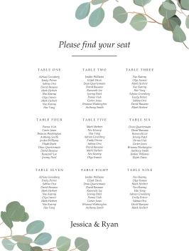 Wedding Greenery Seating Chart