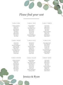 Wedding Greenery Seating Chart