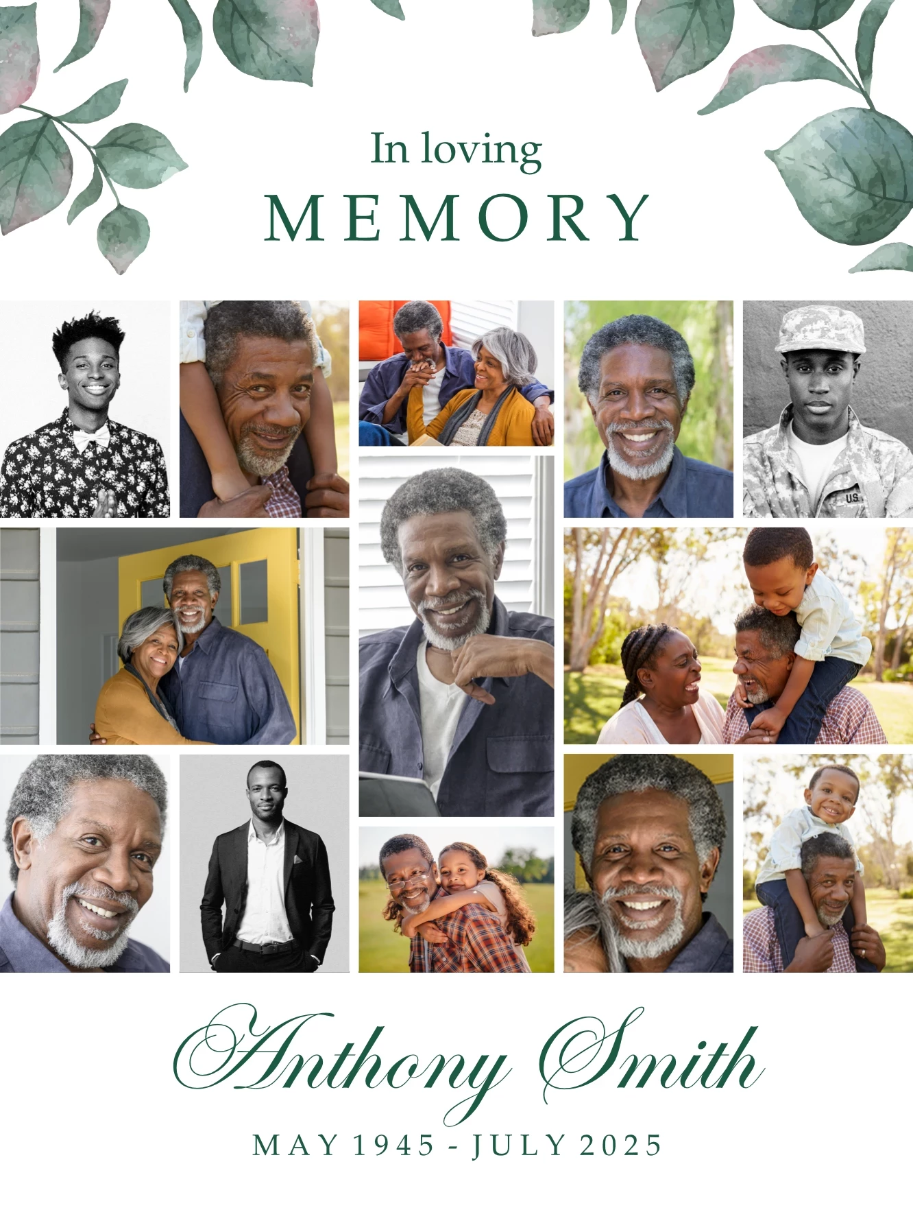 Classic Leaves Memorial Poster