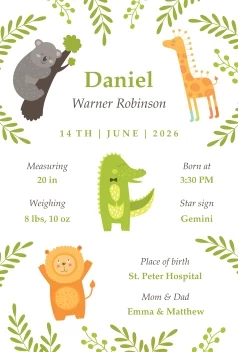Safari Birth Announcement
