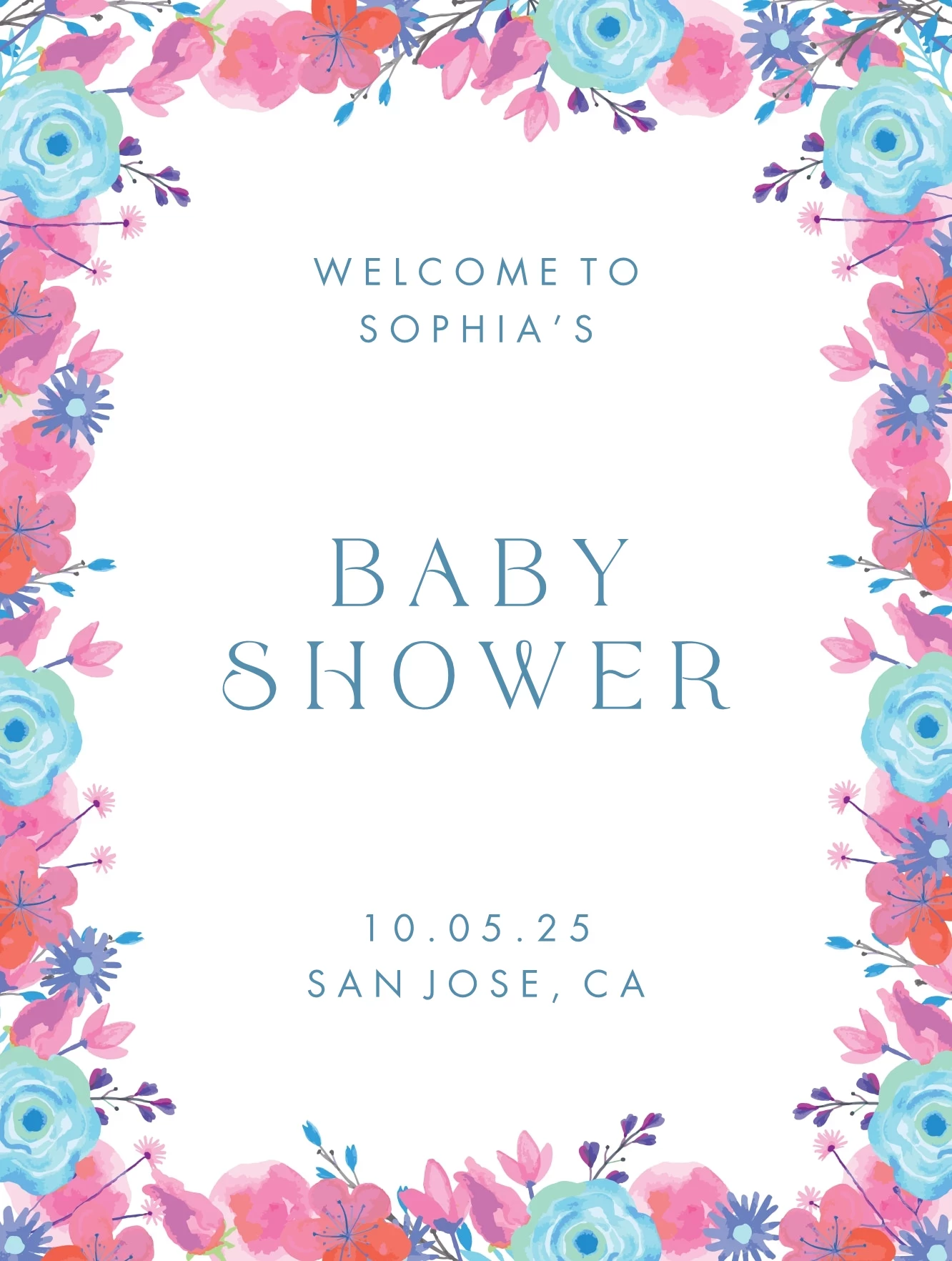 Floral Frame Baby Welcome