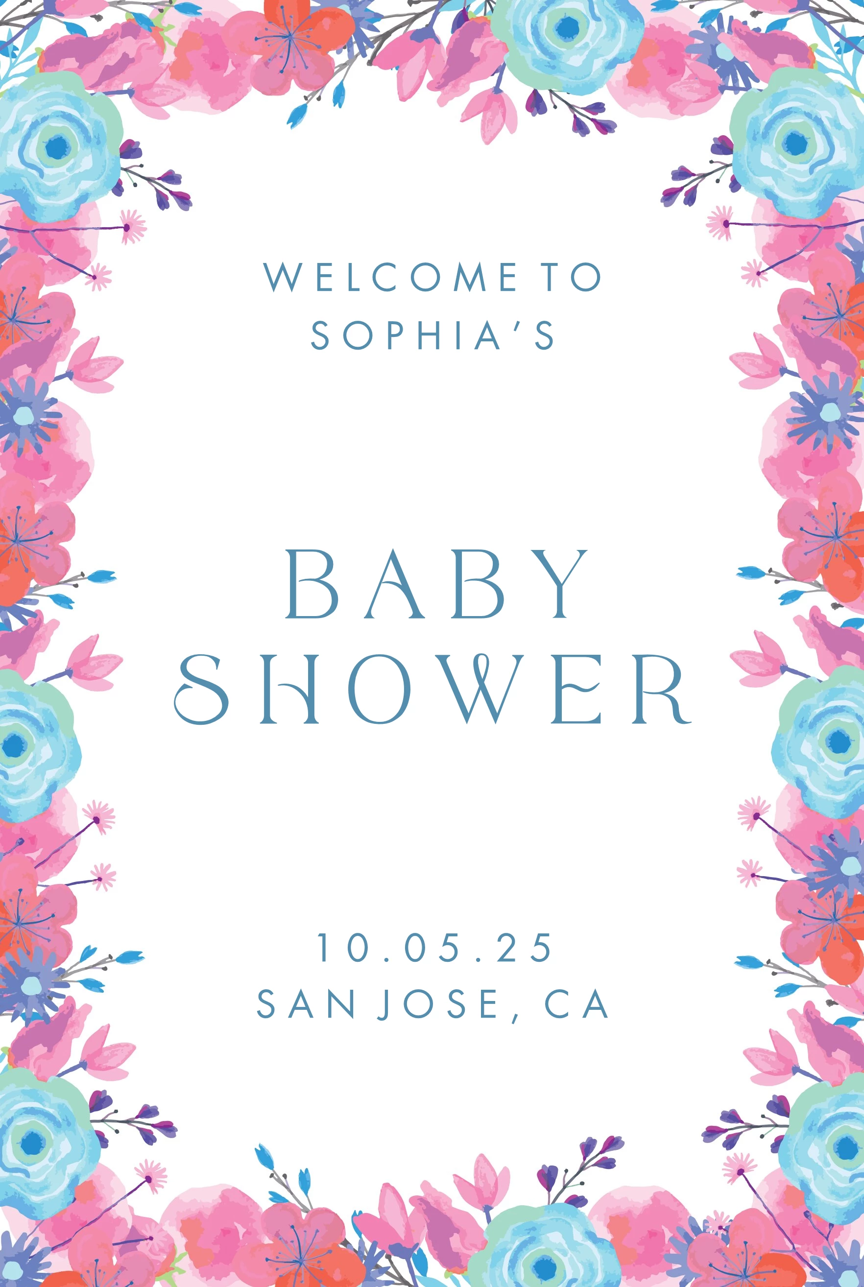 Floral Frame Baby Welcome