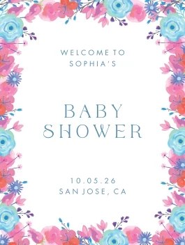 Floral Frame Baby Welcome