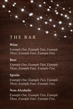 Fairy Lights Bar Menu