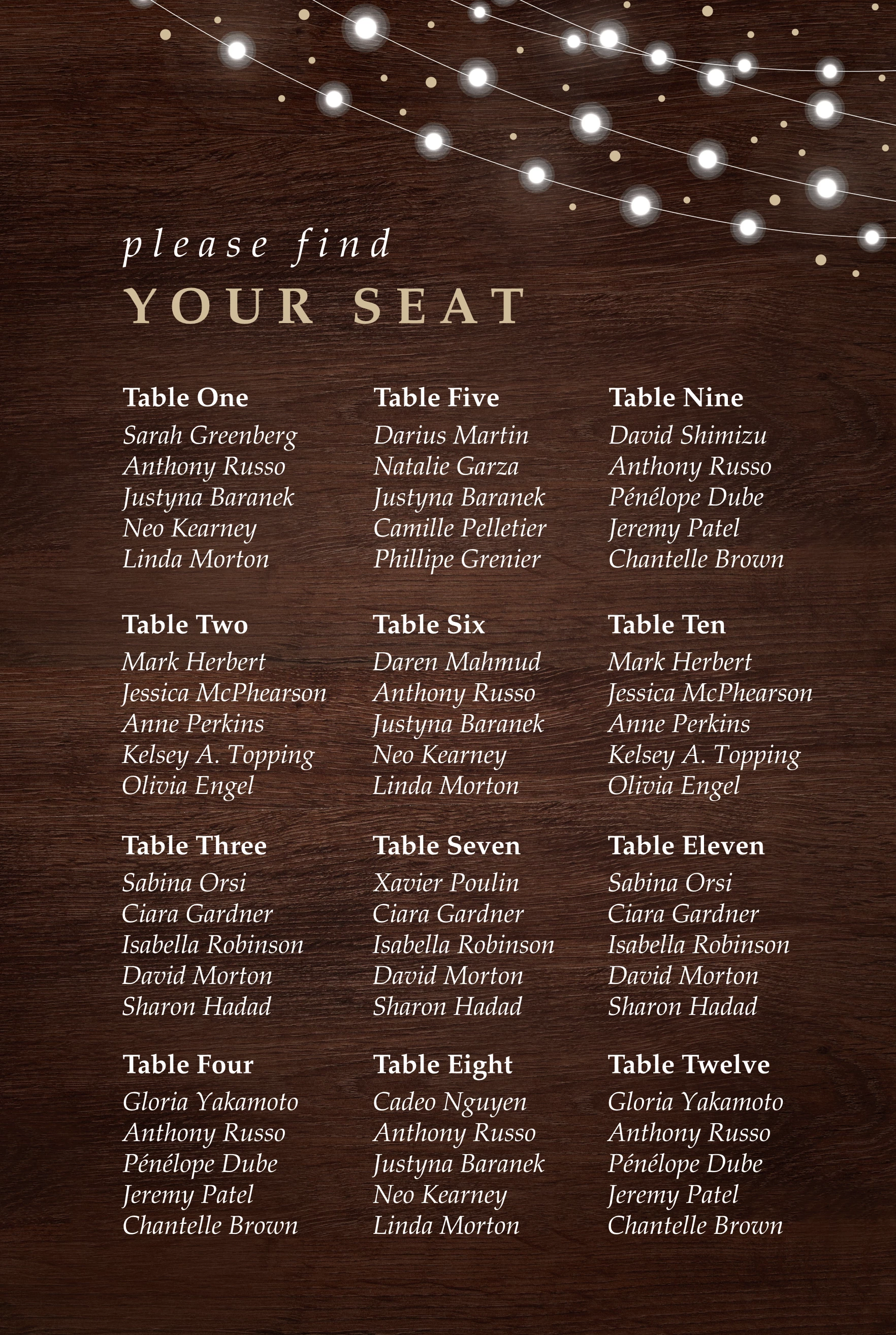 Fairy Lights Seating Chart