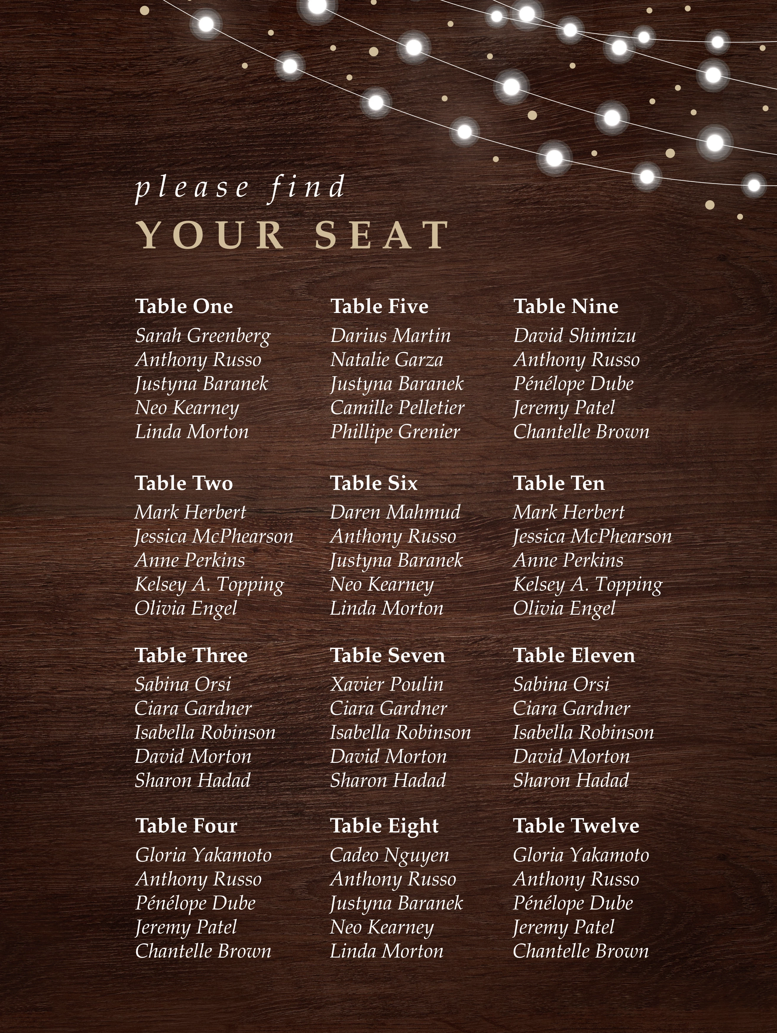 Fairy Lights Seating Chart