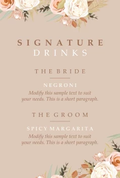 Floral Swirl Bar Menu