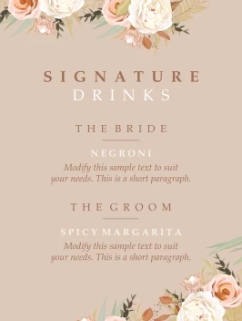 Floral Swirl Bar Menu