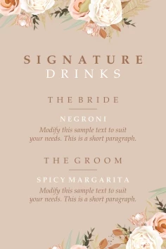 Floral Swirl Bar Menu