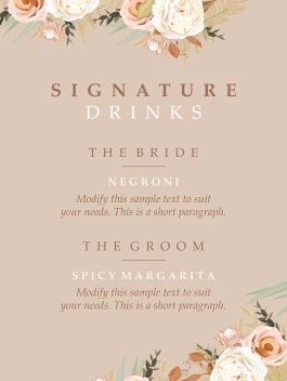 Floral Swirl Bar Menu