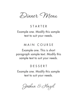 Modern Script Food Menu