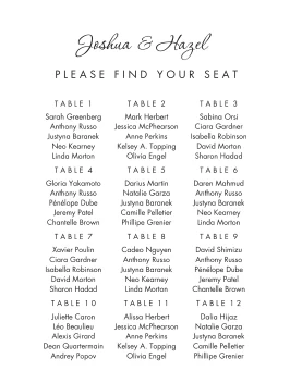 Modern Script Seating Chart