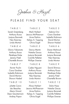 Modern Script Seating Chart