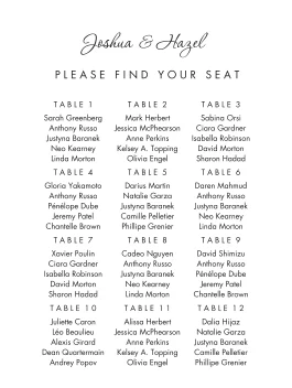 Modern Script Seating Chart