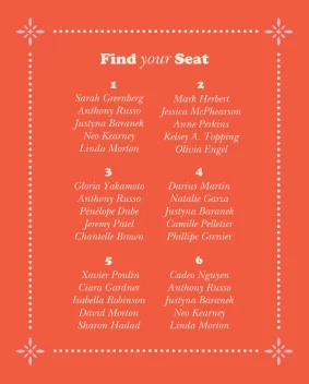 Bold Retro Seating Chart