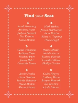 Bold Retro Seating Chart