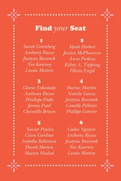 Bold Retro Seating Chart