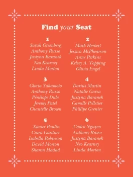 Bold Retro Seating Chart
