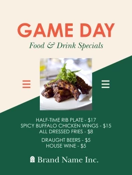 Game Day Modern Menu