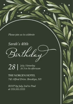 Botanical Arch Birthday Invitation