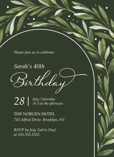 Botanical Arch Birthday Invitation