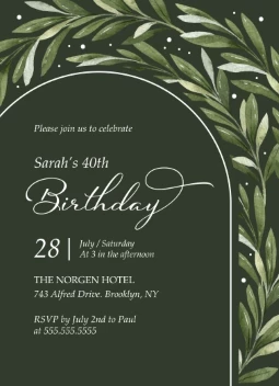 Botanical Arch Birthday Invitation