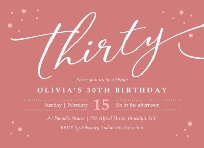30th Birthday Invitation Card < Best 30th Birthday Party Invite Card