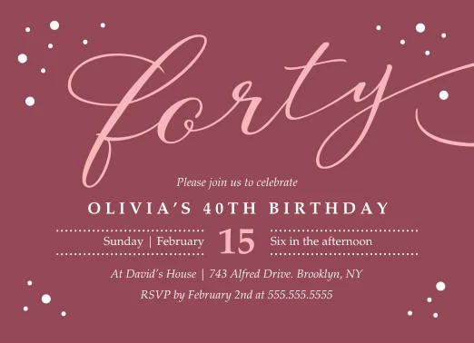 Confetti 40th Birthday Invitation