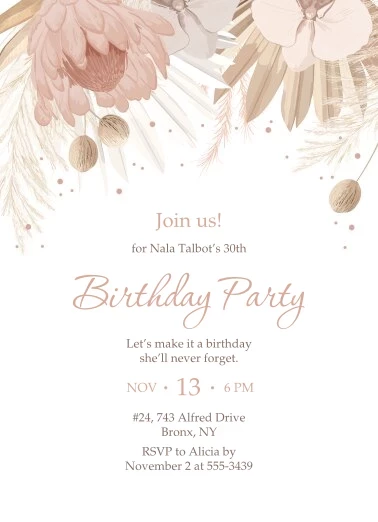 Elegant Modern Florals Birthday