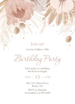 Elegant Modern Florals Birthday