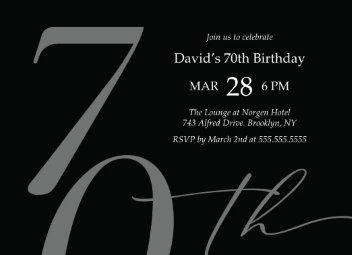 Modern 70th Birthday Invitation
