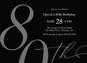 Modern 80th Birthday Invitation