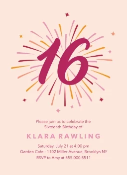 Sixteen Fireworks Invitation