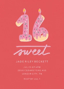Sweet 16 Candles Invitation