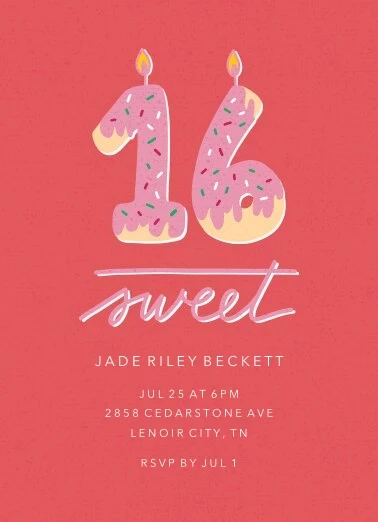 Sweet 16 Candles Invitation