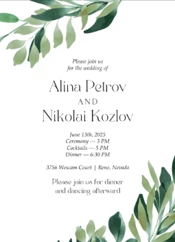 Serene Leaves Invitation