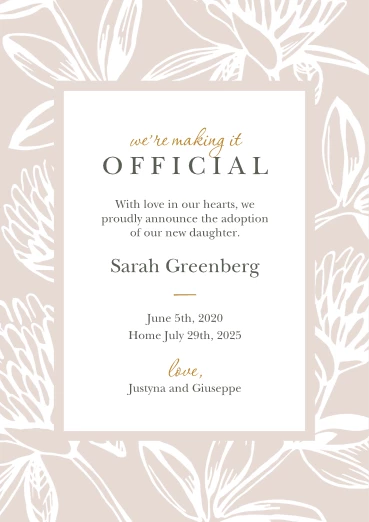 Floral Adoption Announcement