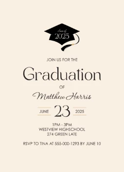 Modern Grad Cap Invite