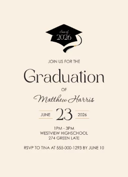 Modern Grad Cap Invite
