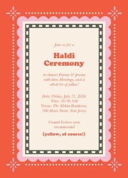 Bold Retro Haldi Invitation