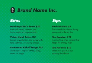 Bright Gradient Soccer Menu