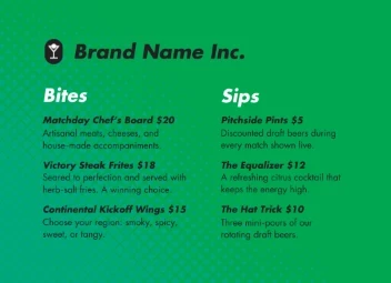 Bright Gradient Soccer Menu