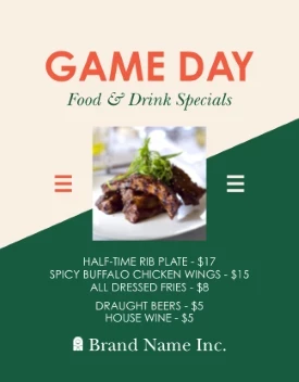 Game Day Modern Menu