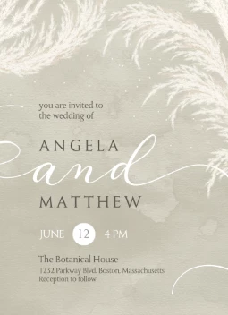 Pampas Grass Watercolor Invitation