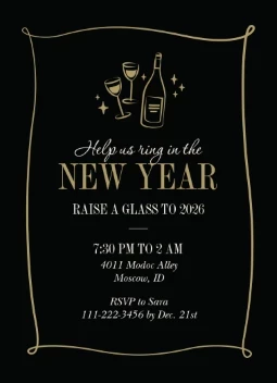 Raise A Glass New Years Invite