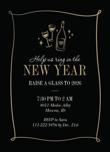 Raise A Glass New Years Invite
