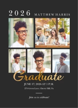 Multiphoto Golden Font Invite